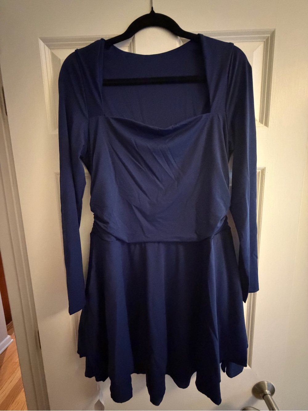 Long Sleeve Navy Blue Fit & Flare Dress